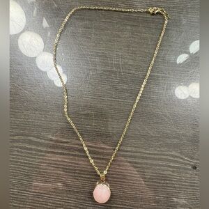Elegant Gold and rose quartz Pendant Necklace